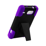 REIKO ALCATEL ONE TOUCH SONIC LTE HYBRID HEAVY DUTY CASE WITH KICKSTAND IN PURPLE BLACK