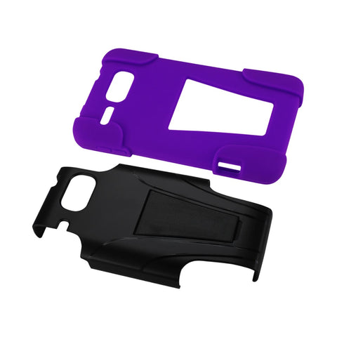 REIKO ALCATEL ONE TOUCH SONIC LTE HYBRID HEAVY DUTY CASE WITH KICKSTAND IN PURPLE BLACK