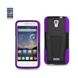 REIKO ALCATEL ONE TOUCH POP ASTRO HYBRID HEAVY DUTY CASE WITH KICKSTAND IN PURPLE BLACK