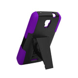 REIKO ALCATEL ONE TOUCH POP ASTRO HYBRID HEAVY DUTY CASE WITH KICKSTAND IN PURPLE BLACK