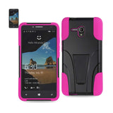 REIKO ALCATEL ONE TOUCH FIERCE XL HYBRID HEAVY DUTY CASE WITH KICKSTAND IN HOT PINK BLACK