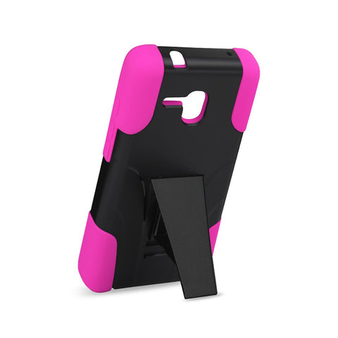 REIKO ALCATEL ONE TOUCH FIERCE XL HYBRID HEAVY DUTY CASE WITH KICKSTAND IN HOT PINK BLACK