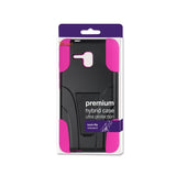 REIKO ALCATEL ONE TOUCH FIERCE XL HYBRID HEAVY DUTY CASE WITH KICKSTAND IN HOT PINK BLACK