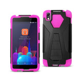 REIKO ALCATEL IDOL 4 HYBRID HEAVY DUTY CASE WITH KICKSTAND IN HOT PINK BLACK