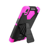 REIKO ALCATEL IDOL 4 HYBRID HEAVY DUTY CASE WITH KICKSTAND IN HOT PINK BLACK