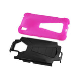 REIKO ALCATEL IDOL 4 HYBRID HEAVY DUTY CASE WITH KICKSTAND IN HOT PINK BLACK