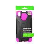 REIKO ALCATEL IDOL 4 HYBRID HEAVY DUTY CASE WITH KICKSTAND IN HOT PINK BLACK