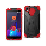 REIKO ALCATEL IDOL 4 HYBRID HEAVY DUTY CASE WITH KICKSTAND IN RED BLACK
