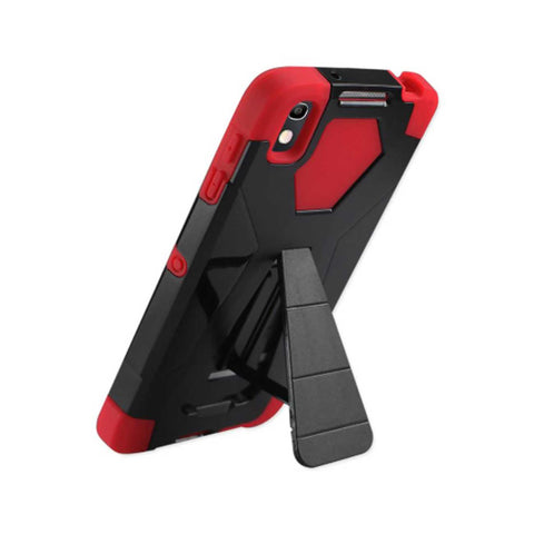 REIKO ALCATEL IDOL 4 HYBRID HEAVY DUTY CASE WITH KICKSTAND IN RED BLACK