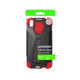 REIKO ALCATEL IDOL 4 HYBRID HEAVY DUTY CASE WITH KICKSTAND IN RED BLACK
