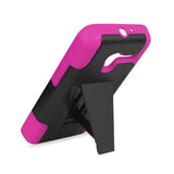 REIKO ALCATEL ONETOUCH PIXI 3 HYBRID HEAVY DUTY CASE WITH KICKSTAND IN HOT PINK BLACK