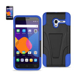 REIKO ALCATEL ONETOUCH PIXI 3 HYBRID HEAVY DUTY CASE WITH KICKSTAND IN NAVY BLACK