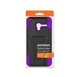 REIKO ALCATEL ONETOUCH PIXI 3 HYBRID HEAVY DUTY CASE WITH KICKSTAND IN PURPLE BLACK
