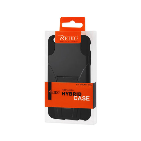 REIKO IPHONE 6 PLUS HYBRID HEAVY DUTY CASE WITH KICKSTAND IN BLACK