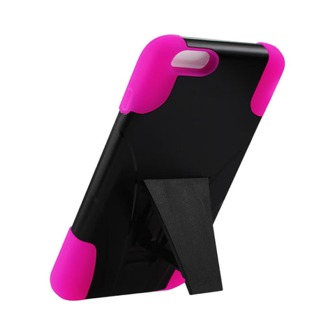 REIKO IPHONE 6 PLUS HYBRID HEAVY DUTY CASE WITH KICKSTAND IN HOT PINK BLACK