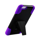 REIKO IPHONE 6 PLUS HYBRID HEAVY DUTY CASE WITH KICKSTAND IN PURPLE BLACK