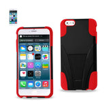 REIKO IPHONE 6 PLUS HYBRID HEAVY DUTY CASE WITH KICKSTAND IN RED BLACK