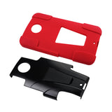 REIKO MOTOROLA NEXUS 6 HYBRID HEAVY DUTY CASE WITH KICKSTAND IN RED BLACK