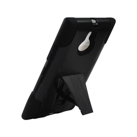 REIKO NOKIA LUMIA 1520 HYBRID HEAVY DUTY CASE WITH KICKSTAND IN BLACK