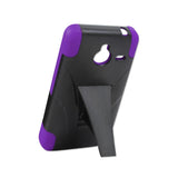 REIKO NOKIA LUMIA 640 XL HYBRID HEAVY DUTY CASE WITH KICKSTAND IN PURPLE BLACK