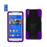 REIKO SONY XPERIA Z3V HYBRID HEAVY DUTY CASE WITH KICKSTAND IN PURPLE BLACK