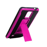 REIKO SAMSUNG GALAXY NOTE 4 HYBRID HEAVY DUTY CASE WITH VERTICAL KICKSTAND IN BLACK HOT PINK