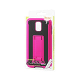 REIKO SAMSUNG GALAXY NOTE 4 HYBRID HEAVY DUTY CASE WITH VERTICAL KICKSTAND IN BLACK HOT PINK