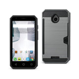 REIKO ALCATEL DAWN/ STREAK SLIM ARMOR HYBRID CASE WITH CARD HOLDER IN GRAY