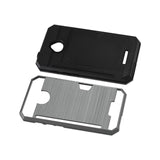 REIKO ALCATEL DAWN/ STREAK SLIM ARMOR HYBRID CASE WITH CARD HOLDER IN GRAY