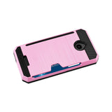 REIKO ALCATEL DAWN/ STREAK SLIM ARMOR HYBRID CASE WITH CARD HOLDER IN PINK
