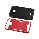 REIKO ALCATEL DAWN/ STREAK SLIM ARMOR HYBRID CASE WITH CARD HOLDER IN RED