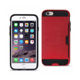 REIKO IPHONE 6 PLUS SLIM ARMOR HYBRID CASE WITH CARD HOLDER IN RED