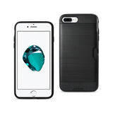 REIKO IPHONE 7 PLUS SLIM ARMOR HYBRID CASE WITH CARD HOLDER IN BLACK