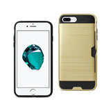 REIKO IPHONE 7 PLUS SLIM ARMOR HYBRID CASE WITH CARD HOLDER IN GOLD