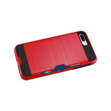 REIKO IPHONE 7 PLUS SLIM ARMOR HYBRID CASE WITH CARD HOLDER IN RED