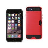 REIKO IPHONE 7/ 6/ 6S SLIM ARMOR HYBRID CASE WITH CARD HOLDER IN RED