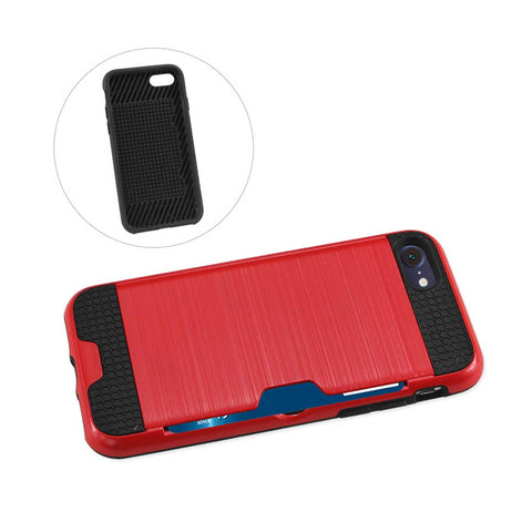 REIKO IPHONE 7/ 6/ 6S SLIM ARMOR HYBRID CASE WITH CARD HOLDER IN RED
