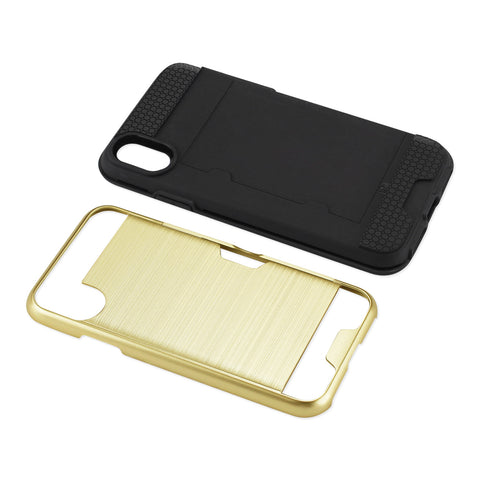 REIKO IPHONE X SLIM ARMOR HYBRID CASE WITH CARD HOLDER IN GOLD