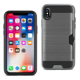 REIKO IPHONE X SLIM ARMOR HYBRID CASE WITH CARD HOLDER IN GRAY