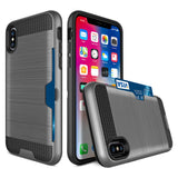 REIKO IPHONE X SLIM ARMOR HYBRID CASE WITH CARD HOLDER IN GRAY