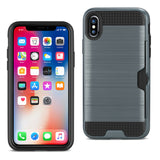 REIKO IPHONE X SLIM ARMOR HYBRID CASE WITH CARD HOLDER IN NAVY