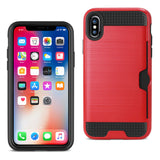 REIKO IPHONE X SLIM ARMOR HYBRID CASE WITH CARD HOLDER IN RED