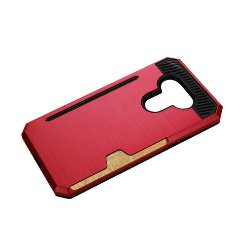 REIKO LG G5 SLIM ARMOR HYBRID CASE WITH CARD HOLDER IN RED