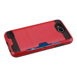 REIKO LG X POWER 2 SLIM ARMOR HYBRID CASE WITH CARD HOLDER IN RED