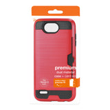 REIKO LG X POWER 2 SLIM ARMOR HYBRID CASE WITH CARD HOLDER IN RED