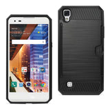 REIKO LG X STYLE/ TRIBUTE HD SLIM ARMOR HYBRID CASE WITH CARD HOLDER IN BLACK