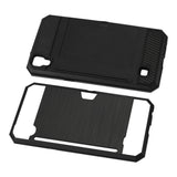 REIKO LG X STYLE/ TRIBUTE HD SLIM ARMOR HYBRID CASE WITH CARD HOLDER IN BLACK