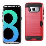 REIKO SAMSUNG GALAXY S8 EDGE/ S8 PLUS SLIM ARMOR HYBRID CASE WITH CARD HOLDER IN RED