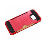 REIKO SAMSUNG GALAXY S7 SLIM ARMOR HYBRID CASE WITH CARD HOLDER IN RED
