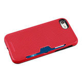 REIKO IPHONE 7 SLIM MESH SURFACE ARMOR HYBRID CASE WITH CARD HOLDER IN RED